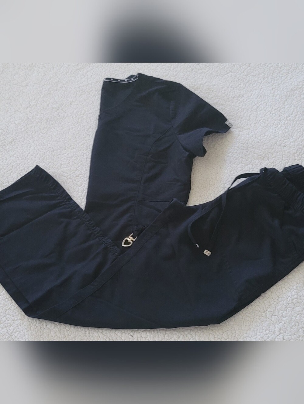 Heartsoul Womens Black Scrub SET. Top Sz MED ... PANTS SZ SMALL